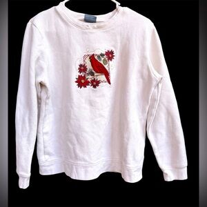 Vintage Cardinal Cream and Red Crewneck Sweatshirt Embroidered M